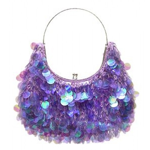 Evening Bag - Sequined & Beaded w/ Frame – Lilac – BG-8019LI